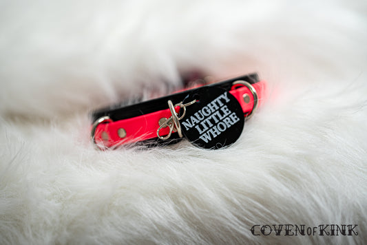 Naughty Little Whore Collar Tag