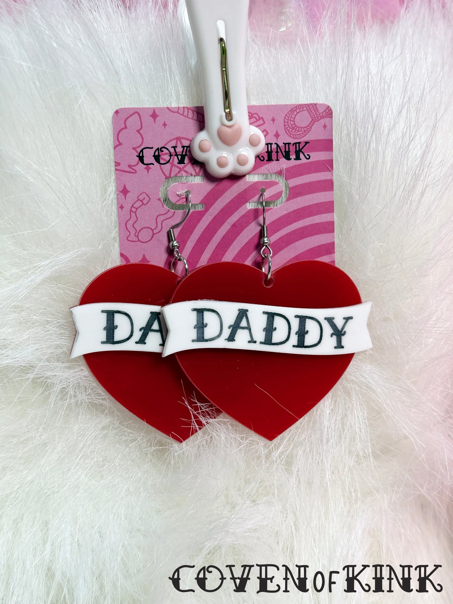 ‘Daddy’ Retro Tattoo Heart Earrings