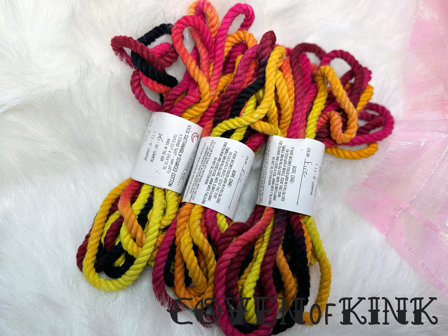 Fire Hand Dyed Sustainably Sourced Cotton Bondage Rope