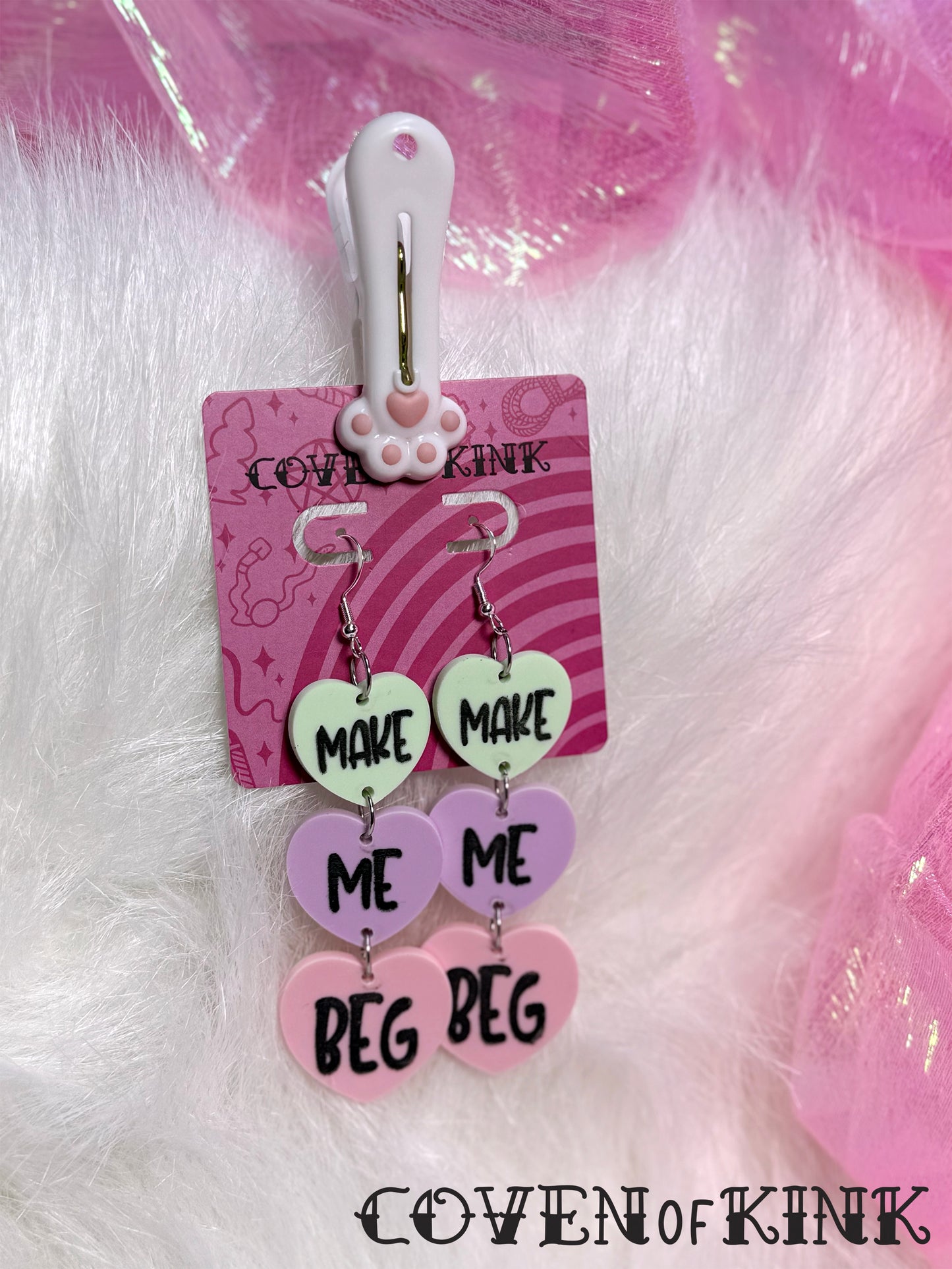 ‘Make Me Beg’ Candy Heart Earrings