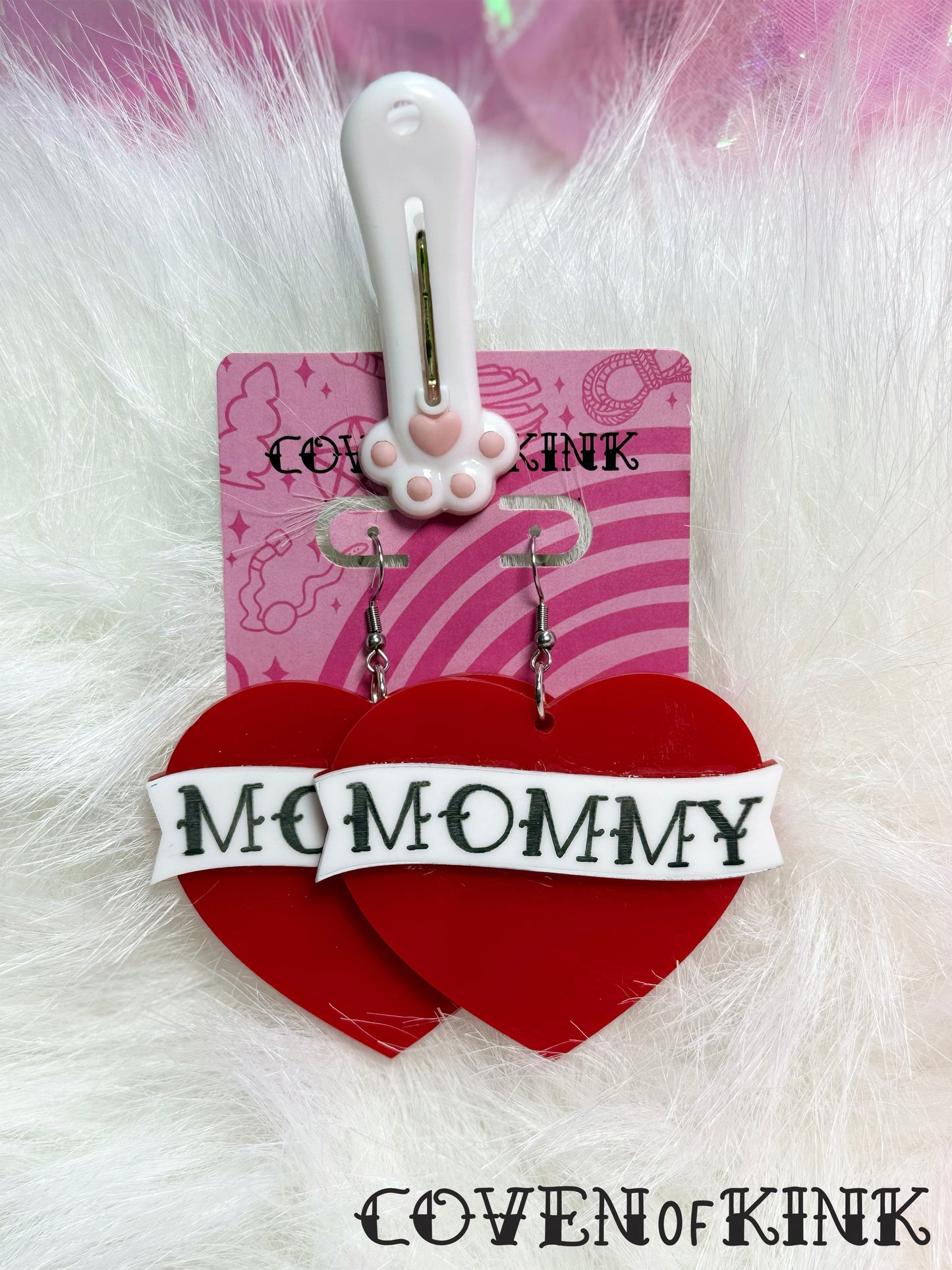 ‘Mommy’ Tattoo Heart Earrings