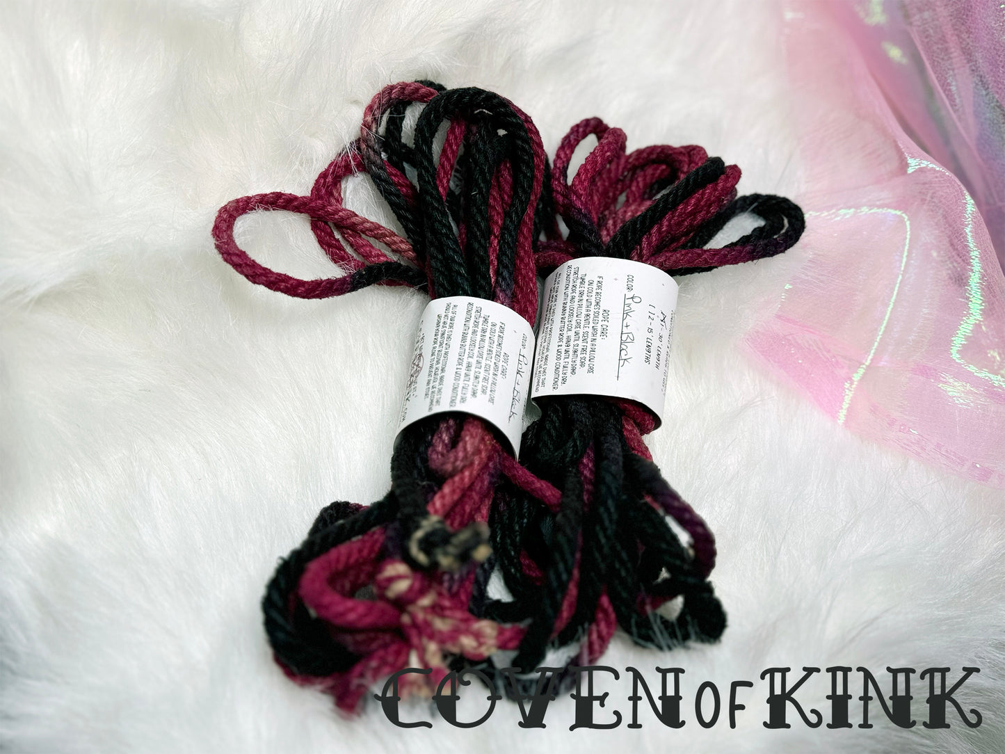 Pink & Black Hand Dyed Organic Hemp Bondage Rope