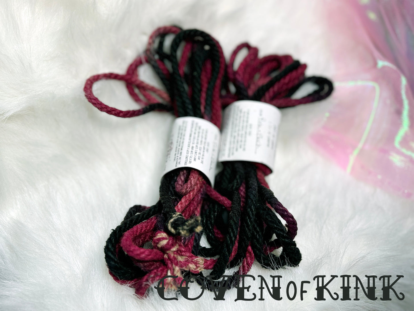 Pink & Black Hand Dyed Organic Hemp Bondage Rope