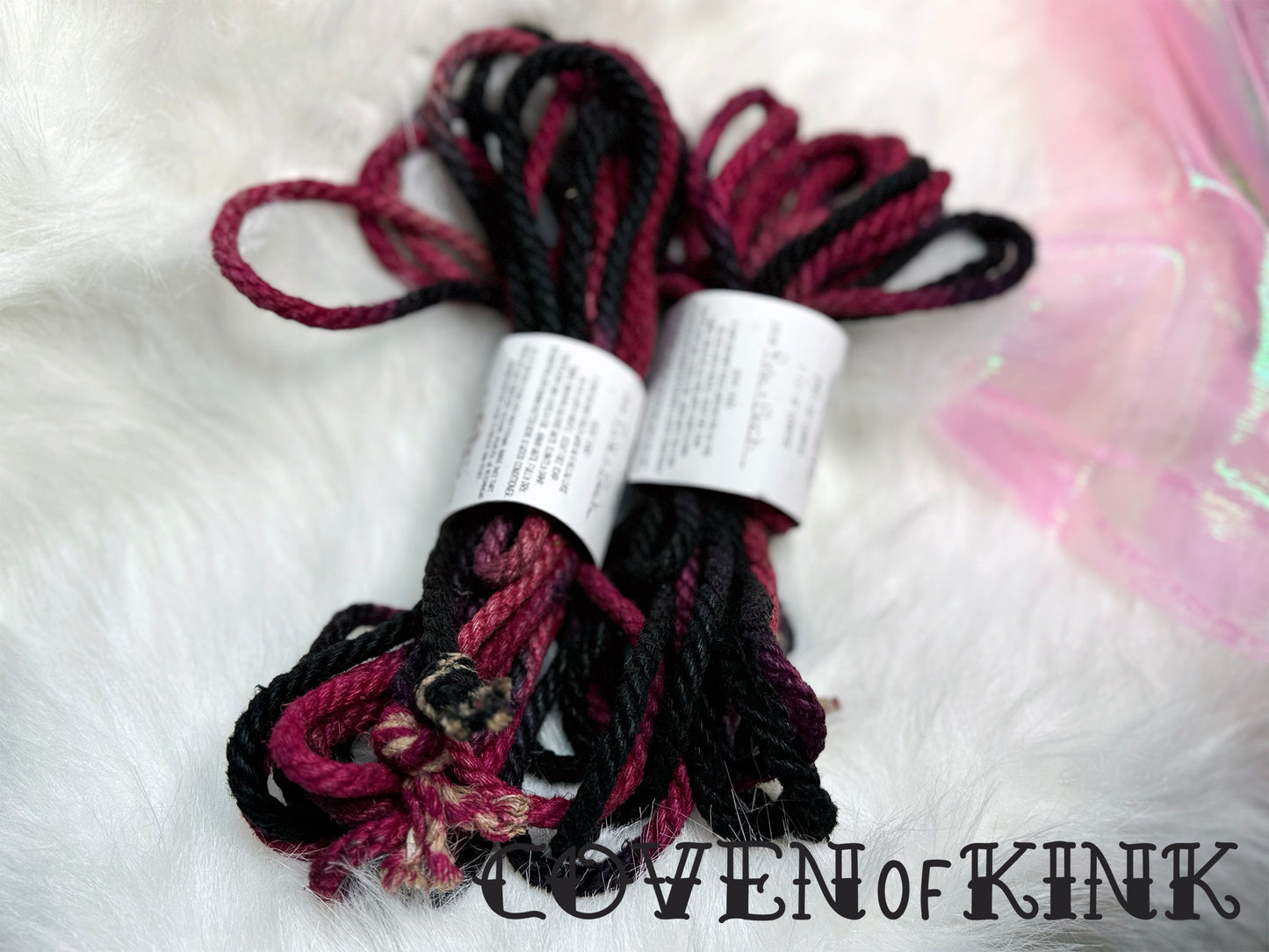 Pink & Black Hand Dyed Organic Hemp Bondage Rope