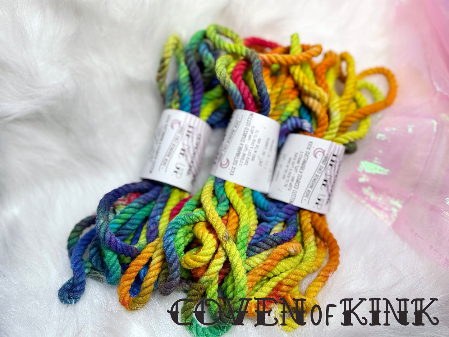 Rainbow Bright Hand Dyed Sustainably Sourced Cotton Bondage Rope