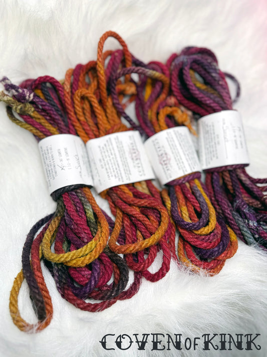 Sunset Hand Dyed Organic Hemp Bondage Rope