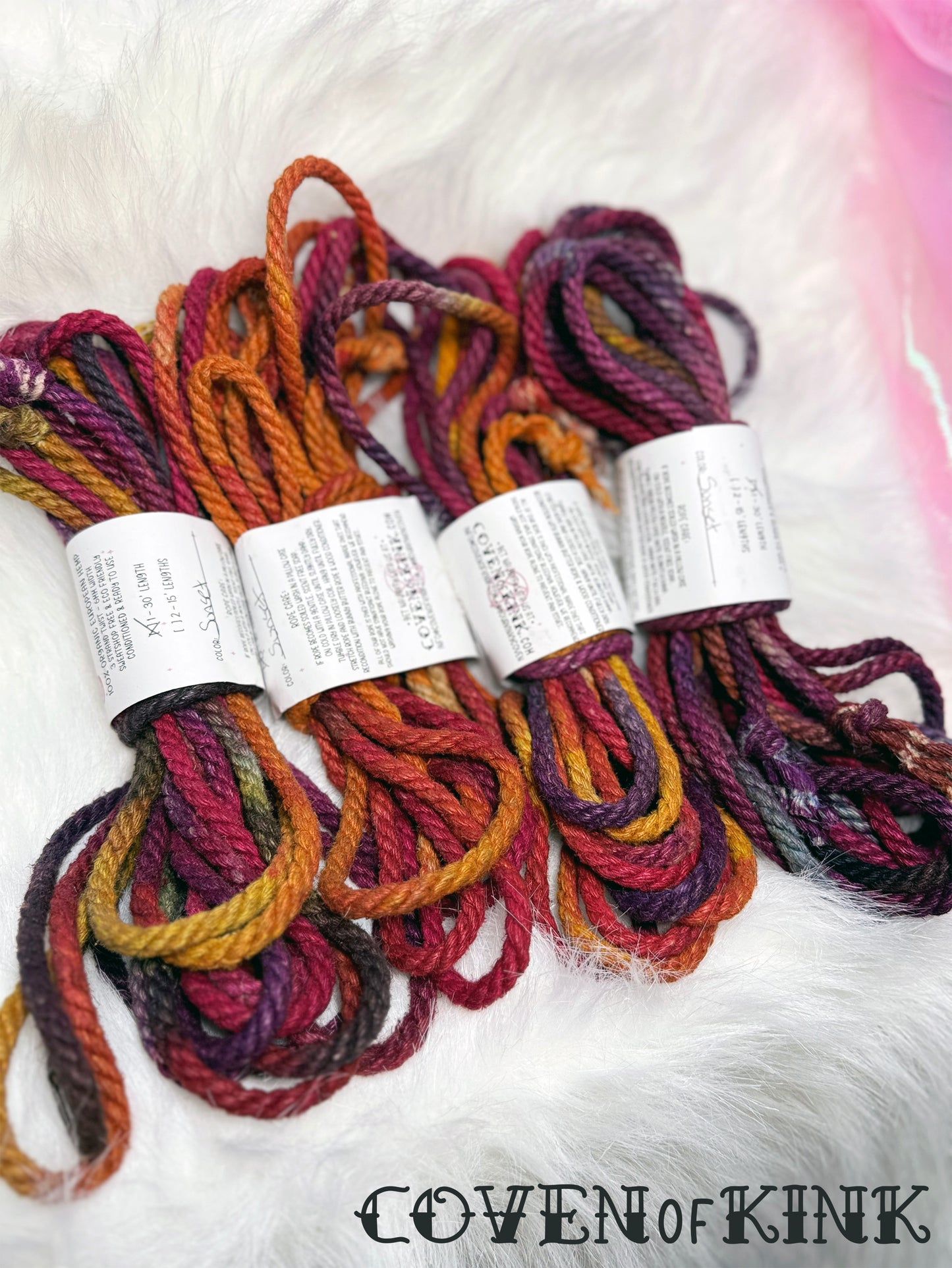 Sunset Hand Dyed Organic Hemp Bondage Rope