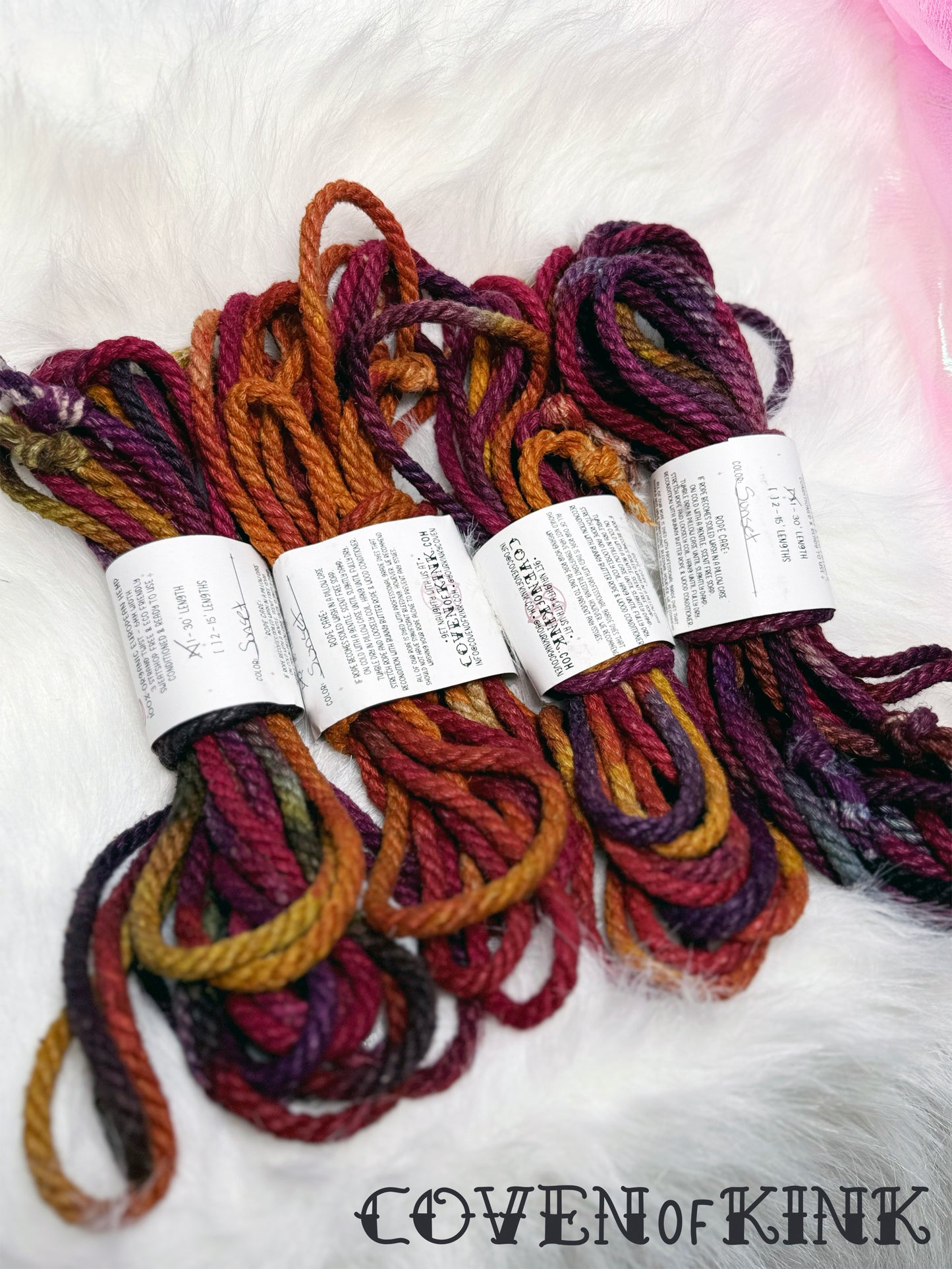 Sunset Hand Dyed Organic Hemp Bondage Rope